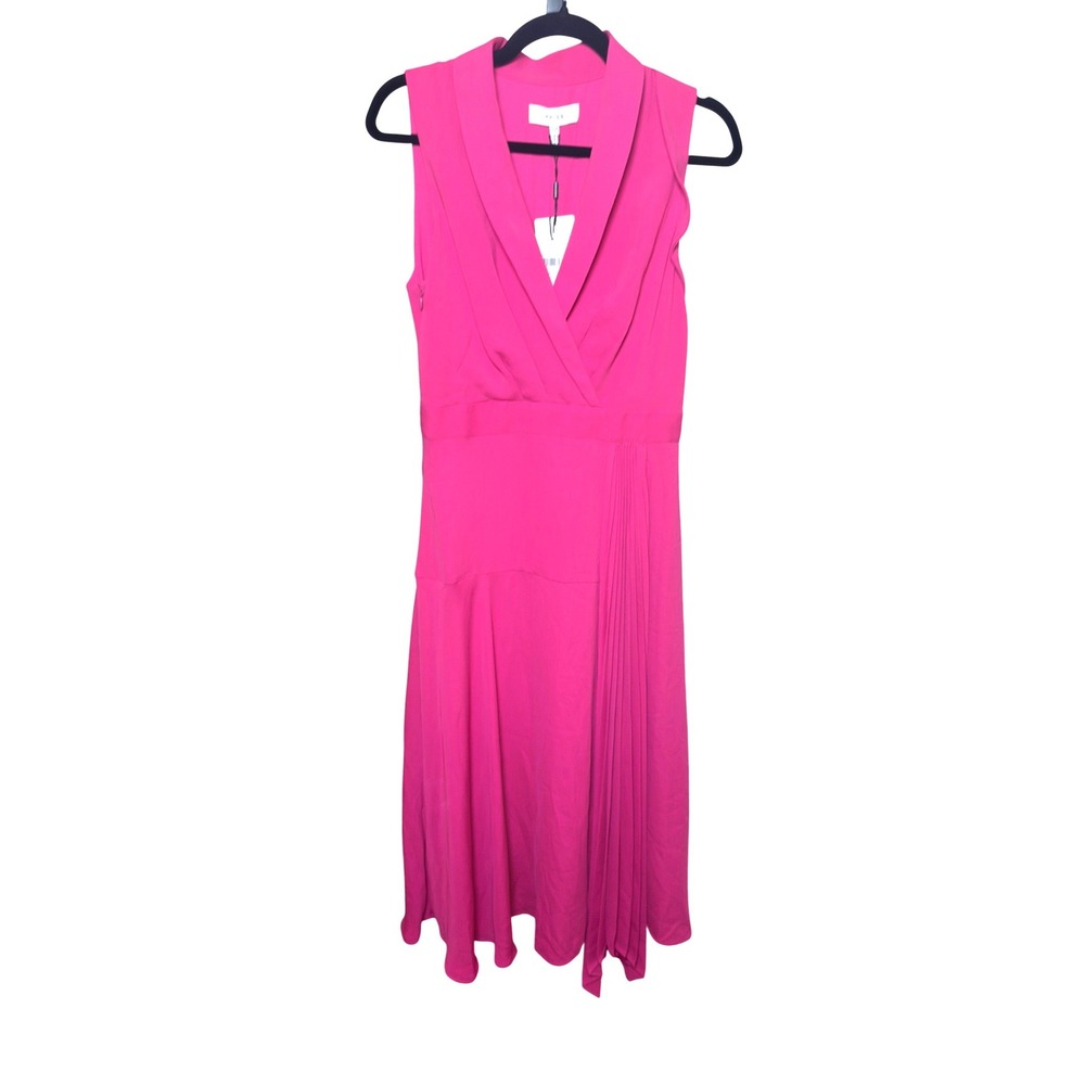 Reiss Dress Claire Pink Belted Pleat Midi Size US 6 Sleeveless New - Picture 4 of 11